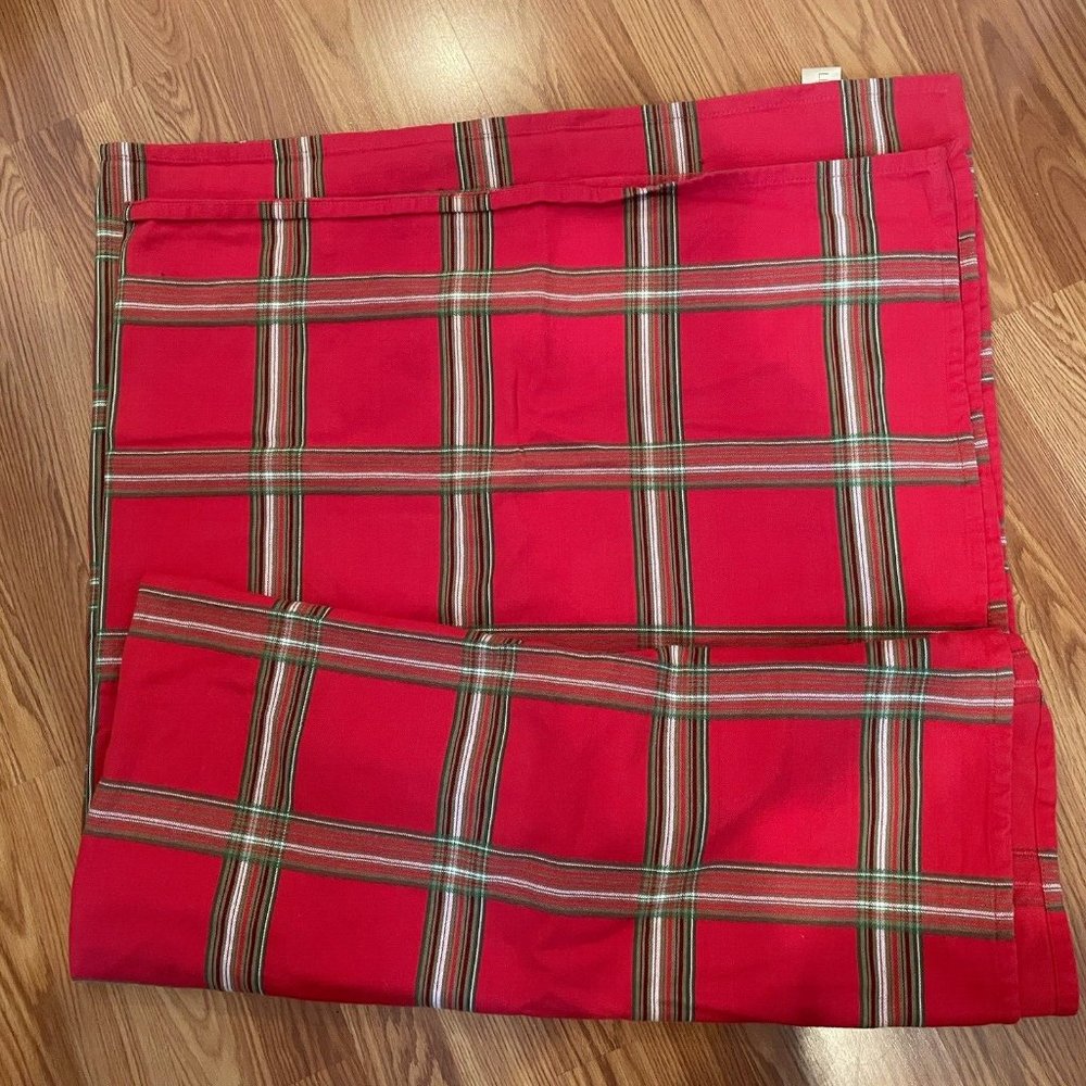 Lenox Holiday Red & Green Tartan Plaid Rectangle Tablecloth 100% Cotton 57"x78"